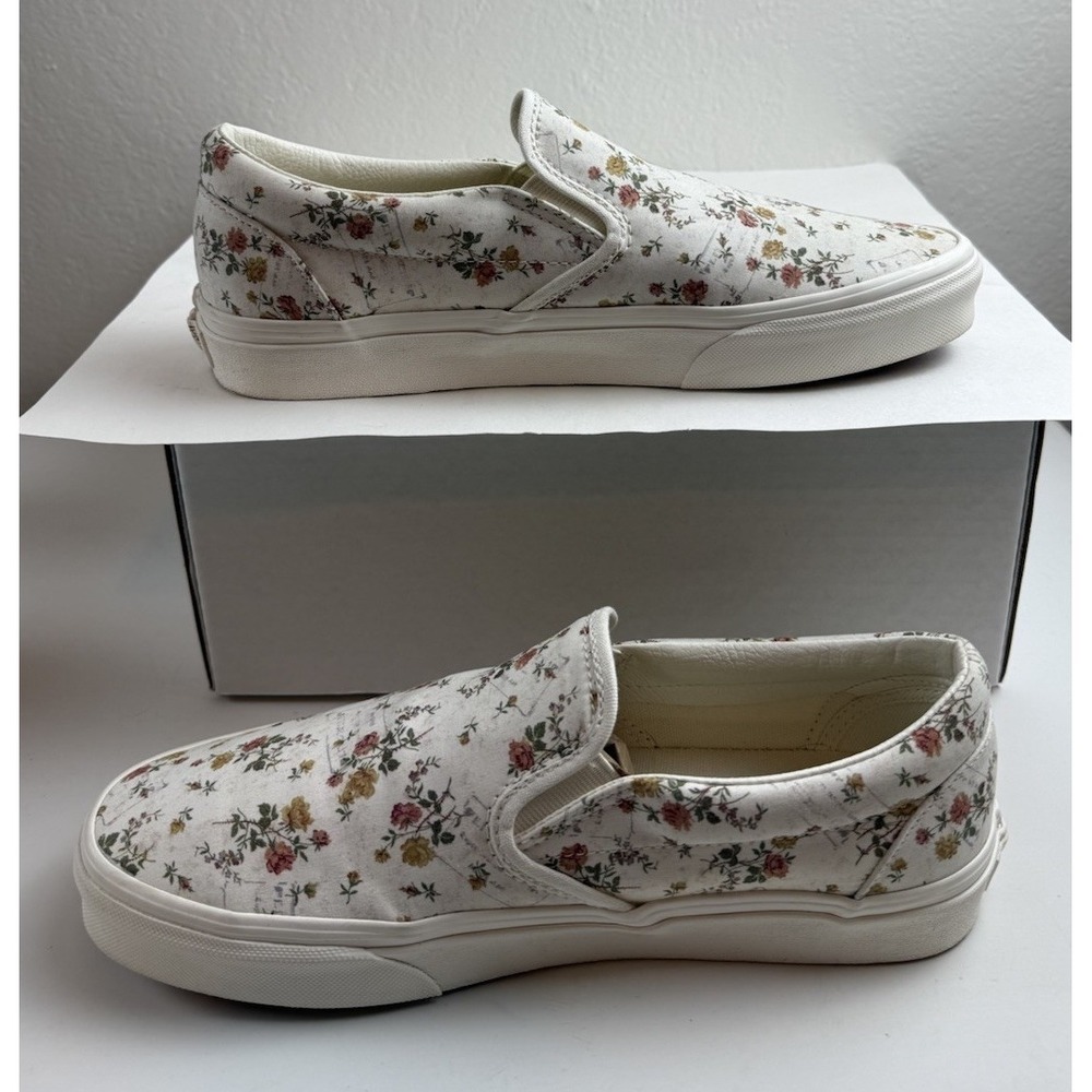 Vans Floral Marshmallow Slip On Canvas Sneaker Size 10 Skater Shoe Cottagecore - Picture 6 of 11